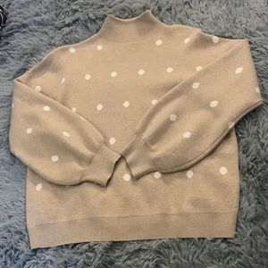 beige polka dot mock neck sweater